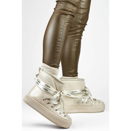 Snöskor för kvinnor, snörstövlar, beige 5754-4BE 2