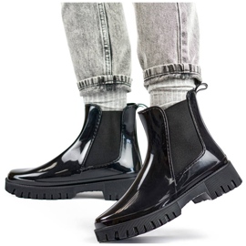 Chelsea-stövlar för kvinnor med tjock sula, svart YX227-1B 1