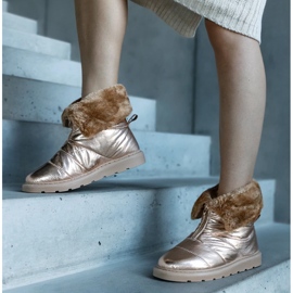 Edidda guldisolerade snöstövlar med krage gyllene 1