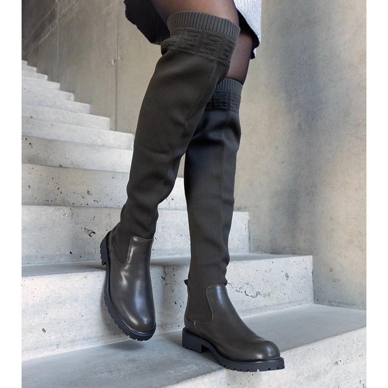 Gröna långa stövlar med smidig ovandel från Juanra 2