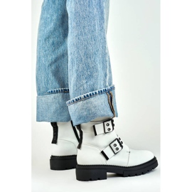 Damlackerade arbetarstövlar med spännen, vit 250007W-PU 2