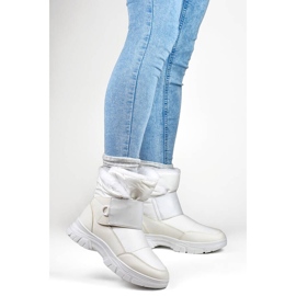 Snöskor för kvinnor med kardborreband, vit 3535W 2