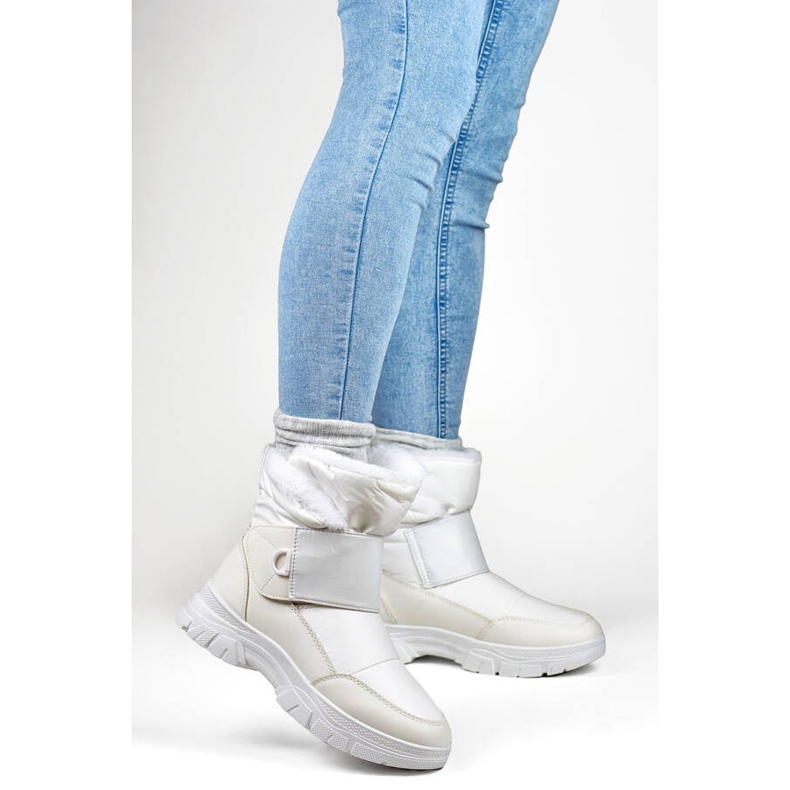 Snöskor för kvinnor med kardborreband, vit 3535W 2