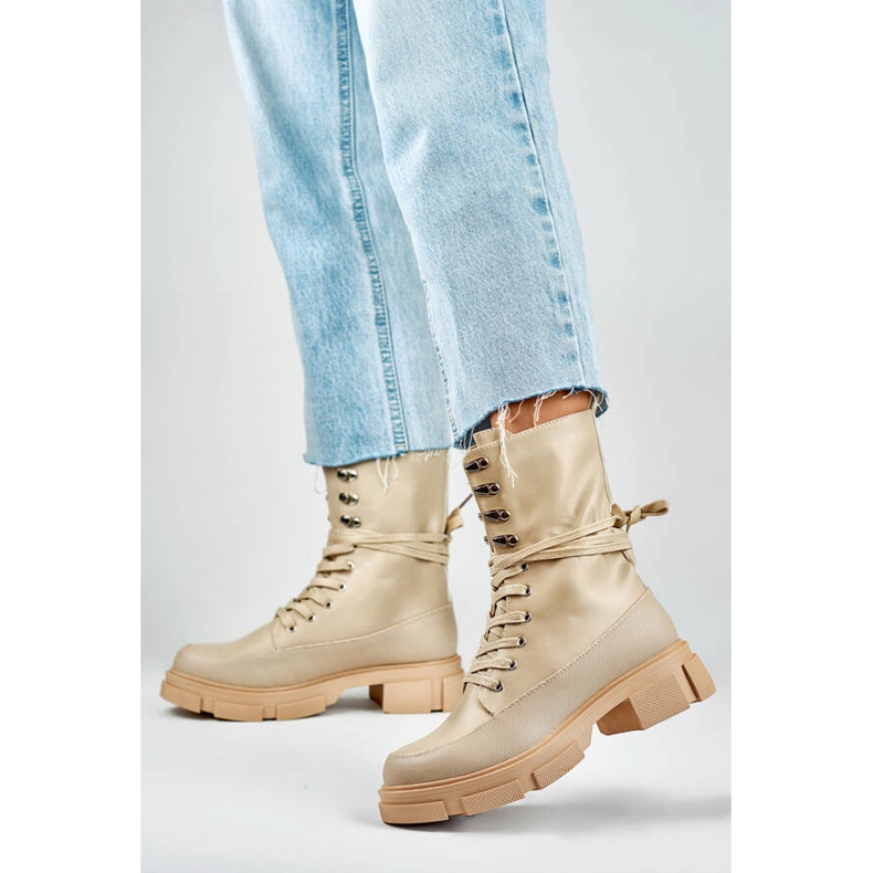 Oisolerade stövlar för kvinnor, beige JH21-31BE 1