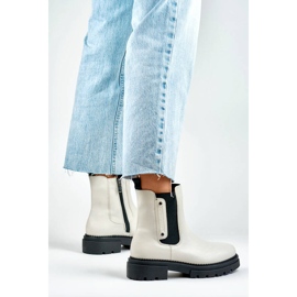 Ankelstövlar för kvinnor med tjock sula, ljusbeige Laura La.Fi 250004BE-PU 2