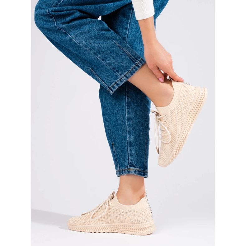 Lätt textil damsportskor Shelovet beige 2