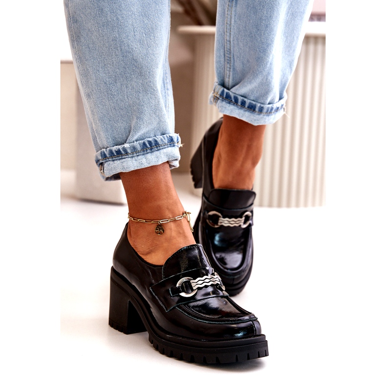 Zazoo 20175 lackskor för kvinnor på hög klack, naturligt läder, svart 2