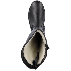 Vattentäta snöstövlar i läder isolerade med Rieker fårull svart 1