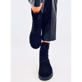 Pansy Svarta arbetsstövlar i mocka 1