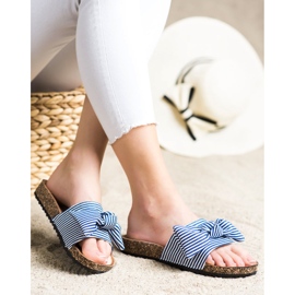 Vinceza randiga sandaler vit blå 2