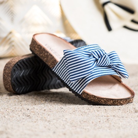 Vinceza randiga sandaler vit blå 1