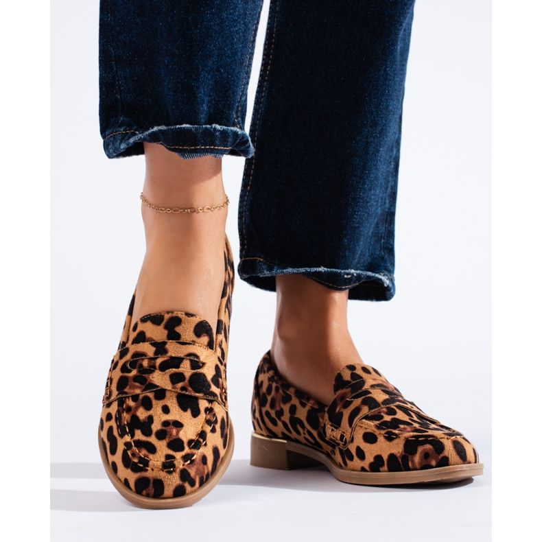 Shelovet loafers i leopardmocka för kvinnor beige 1