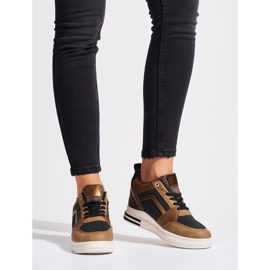 Bruna och svarta sneakers för kvinnor med en dold kil 1