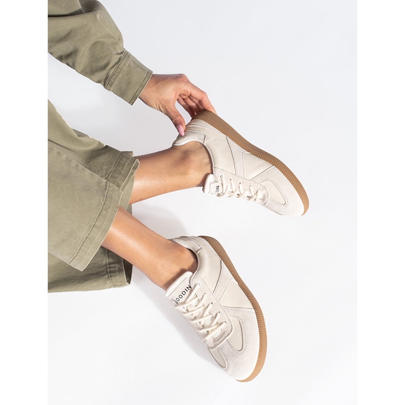 Goodin Sneakers i beige läder för kvinnor 2
