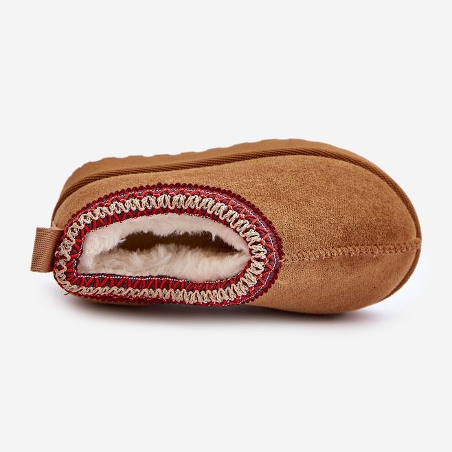 Barnsnöskor på plattformen, isolerade med Camel Vilabria-päls brun 2