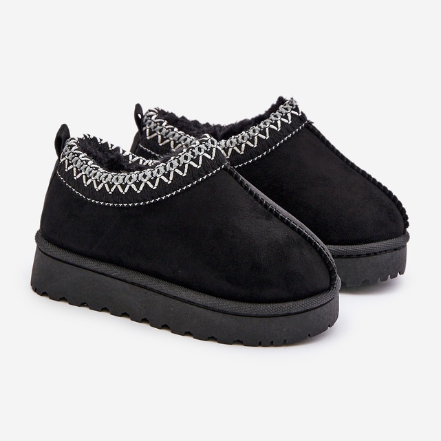 Barnsnöskor på plattform, varma med päls, svart Vilabria 1