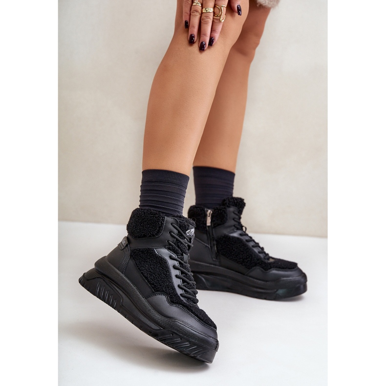 Platformsneakers dam med päls fårskinn Lee Cooper LCJ-24-47-3145 Svart 2