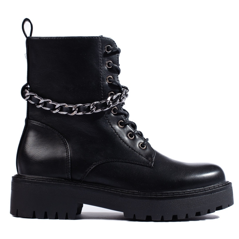 Svarta dambaggies med kedja av ekologiskt läder 1