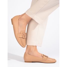 Beige Shelovet slip-on loafers för kvinnor 1