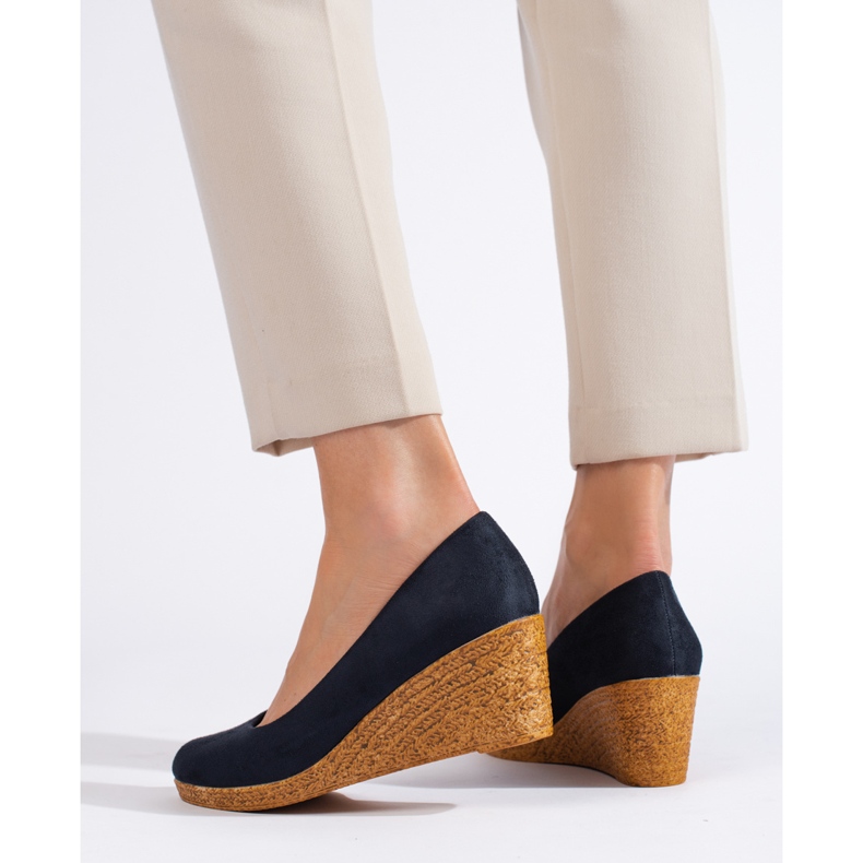 Marinblå wedge pumps 2