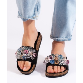 Damtofflor i svart mocka 1