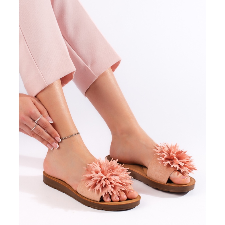 Rosa damflip-flops med en blomma 1