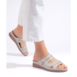 Bekväma grå damflip-flops 1