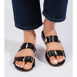 Svarta damflip-flops med platt sula 1