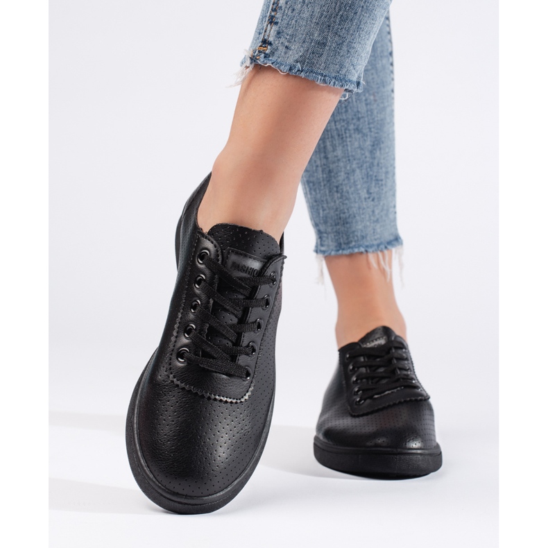 Klassiska svarta sneakers för kvinnor 1