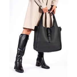 Högklackade stövlar i svart mocka 1