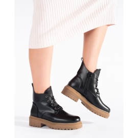 Svarta ankelboots med snörning och beige sula från Sergio Leone 1