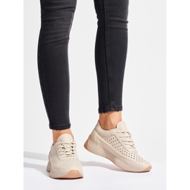 Sergio Leone Sportskor i beige läder för kvinnor 1