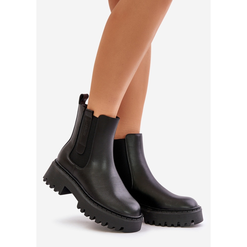 Läderisolerade Chelsea-stövlar för kvinnor Big Star OO274A386 Svart 1