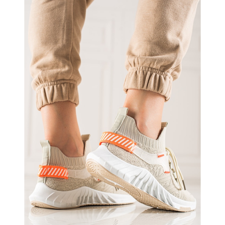 Weide Fashionabla textilsneakers beige 2