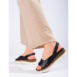 W. Potocki Damsandaler med låg kil Potocki svart 1