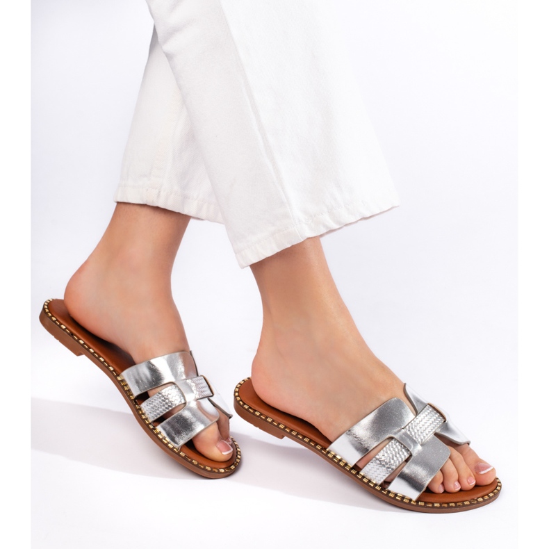 Silver flipflops för damer silver- 1