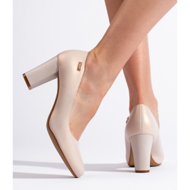 Sergio Leone Bekväma beige högklackade dampumps 1