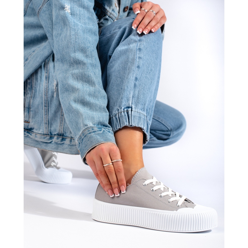 Grå plattformssneakers för kvinnor 2
