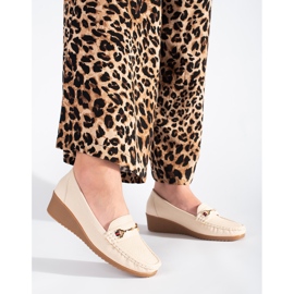 Cream wedge loafers beige 3