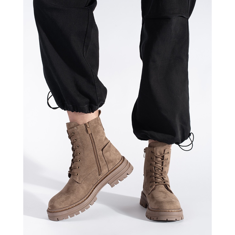 Bruna arbetarstövlar med snörning för kvinnor från Sergio Leone 2