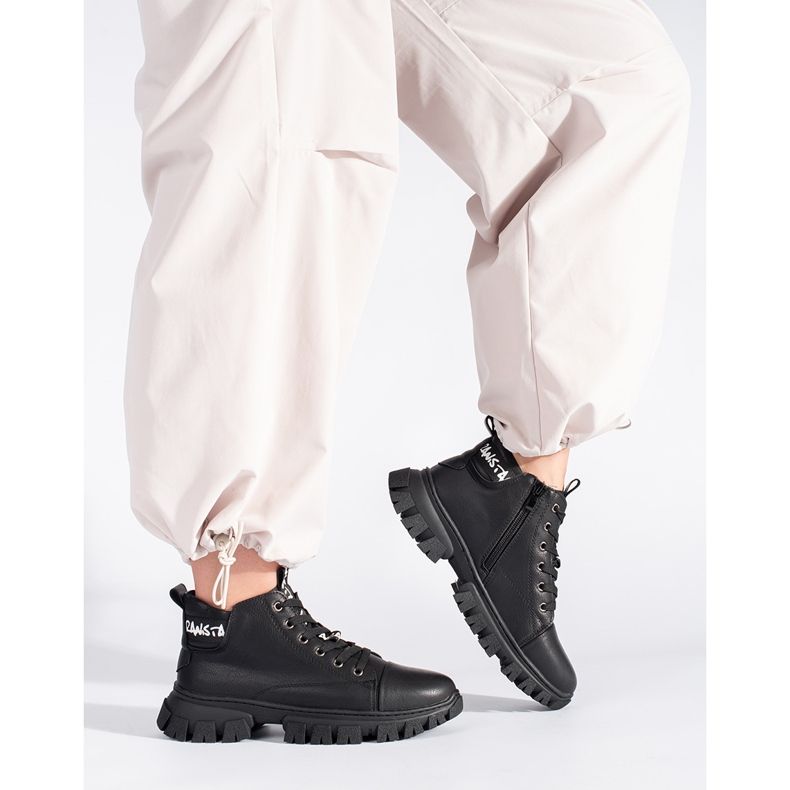 Sergio Leone svarta ankelstövlar med snörning för kvinnor 1