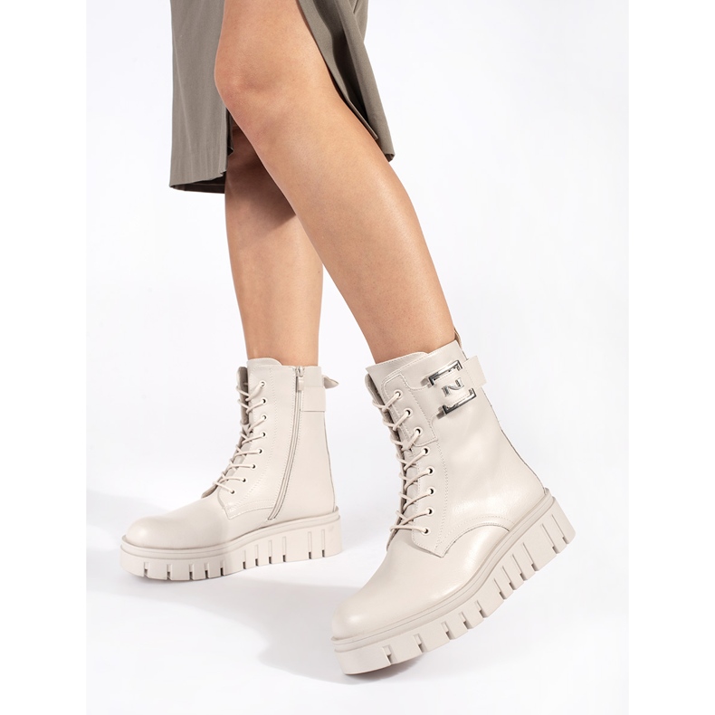 Seastar Beige snörstövlar på plattformen 1