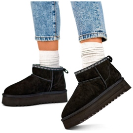 Svarta snöstövlar i läder, isolerade vinterstövlar för kvinnor 2