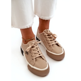 MSMG Låga sneakers för kvinnor, bruna 2