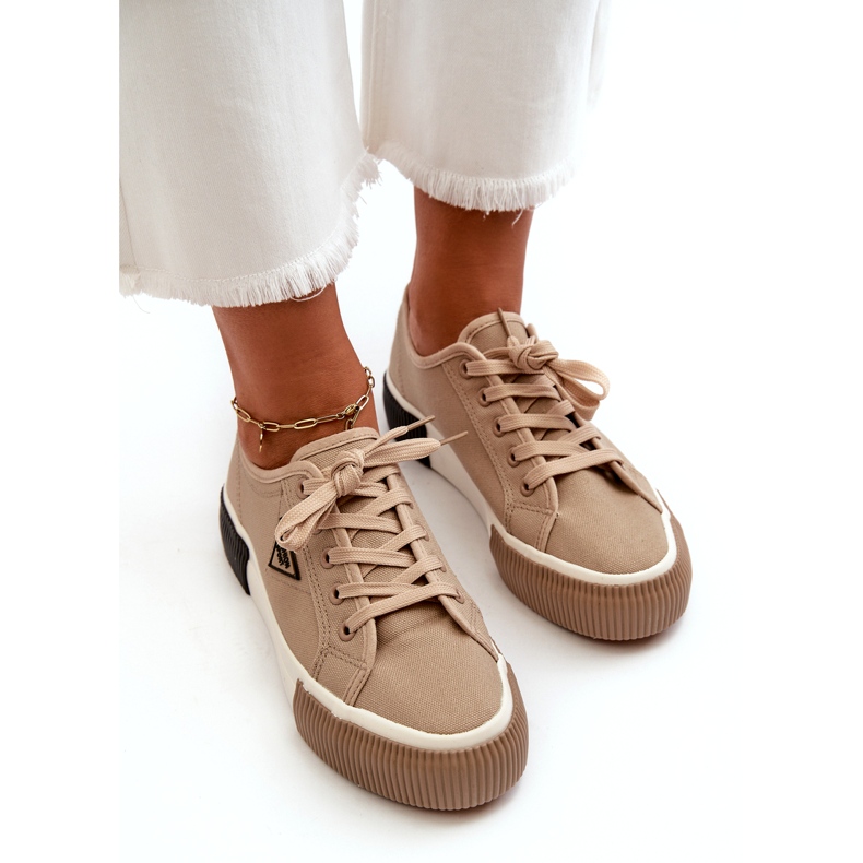 MSMG Låga sneakers för kvinnor, bruna 2