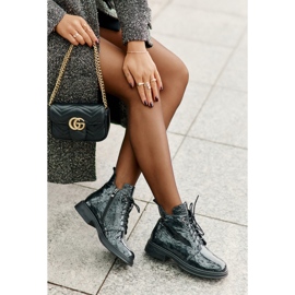 S.Barski Läderkängor för kvinnor, varma, dragkedja, D&amp;A LZ42-042, mörkgröna 1