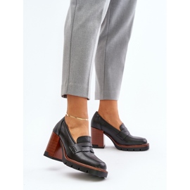 Högklackade damskor gjorda av ekologiskt läder, svart Vinceza 58105 2