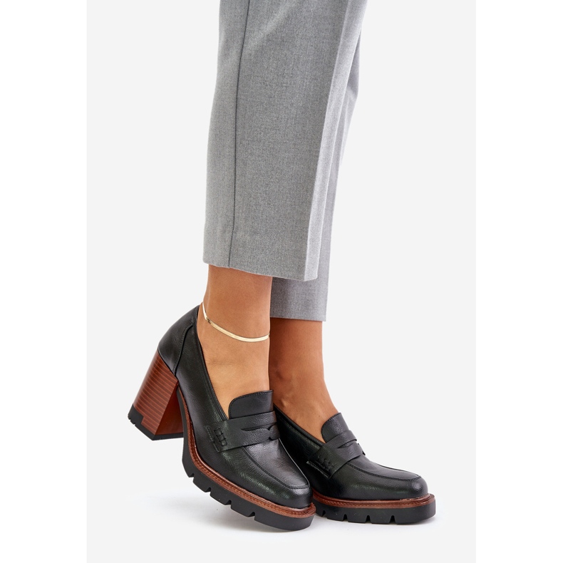 Högklackade damskor gjorda av ekologiskt läder, svart Vinceza 58105 1