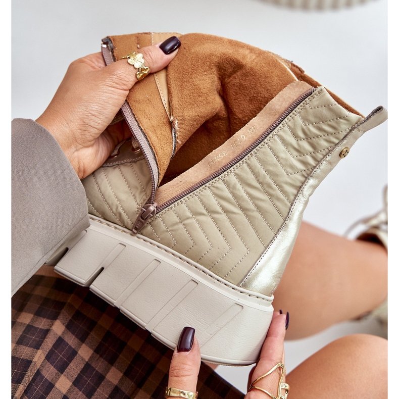 Stövlar i läder på plattformen Maciejka 06751-25 Guld gyllene 2