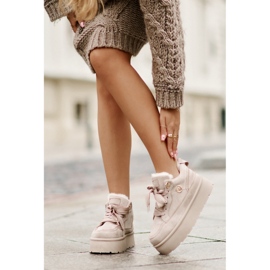 Beige Velarisea Platform Sneakers dam med pälsfoder 1